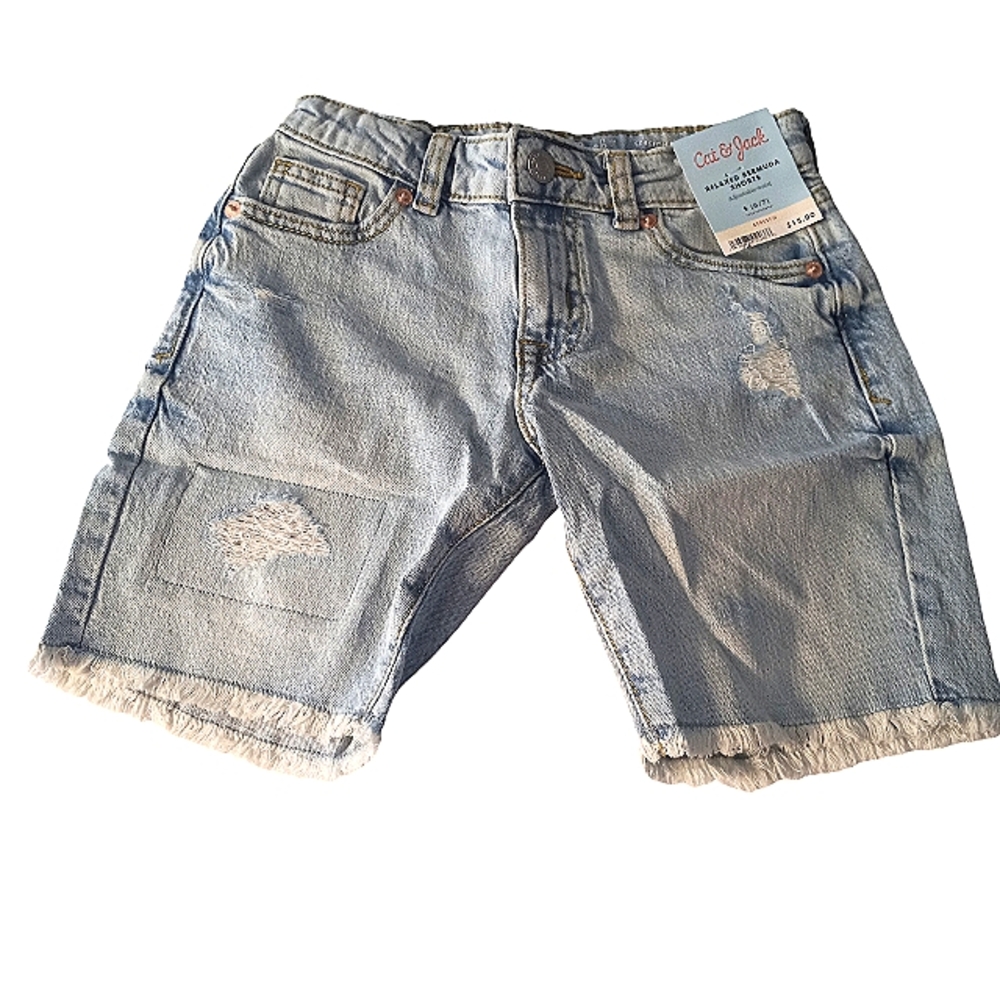 Cat & Jack girls denim cutoff relaxed fit Bermuda shorts size S 6/7